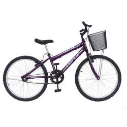 Bicicleta Aro 24 Traid Feminina C/ Cesta Violeta Voyce